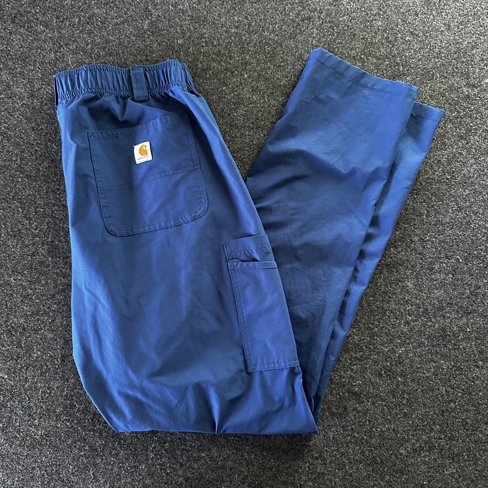 Carhartt Liberty Women Blue Scrub Pants Tall Large C56113 Cargo Pocket Workwear
